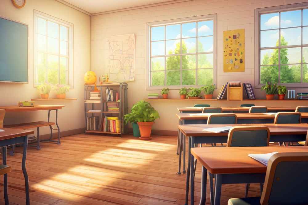 Classroom architecture furniture building. AI generated Image by rawpixel.