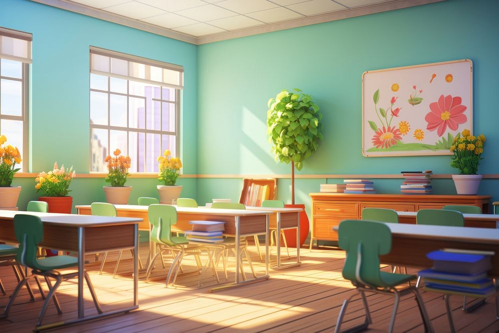 Classroom architecture cafeteria furniture. AI generated Image by rawpixel.