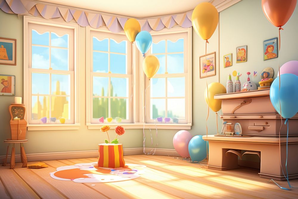 Balloon cartoon window house. AI generated Image by rawpixel.