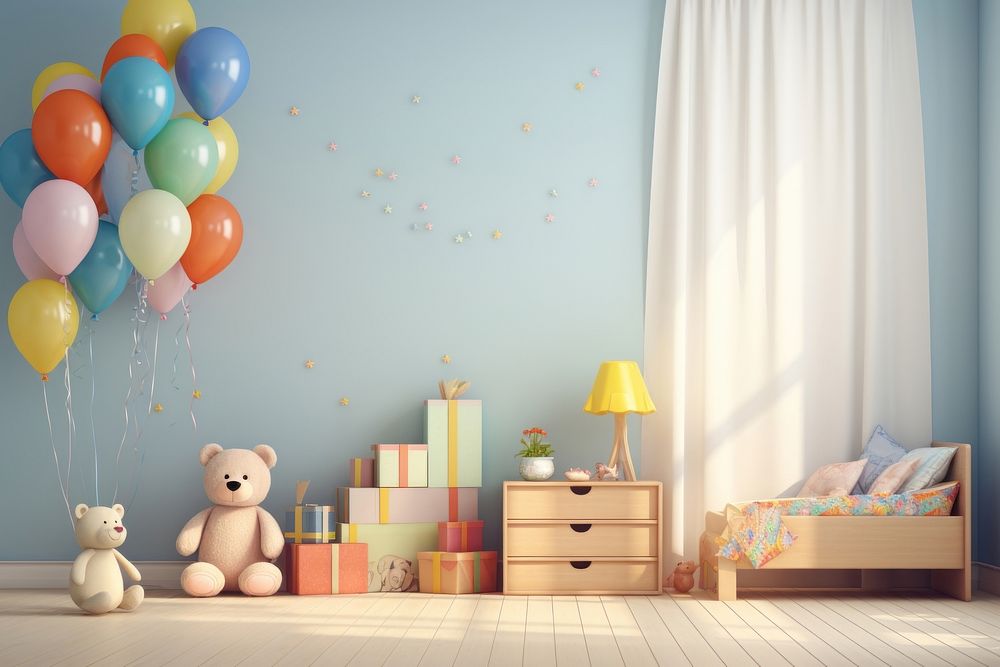 Room furniture birthday balloon. AI generated Image by rawpixel.