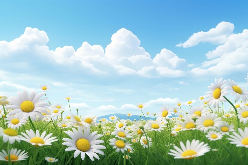 Daisy backgrounds landscape grassland. AI generated Image by rawpixel.