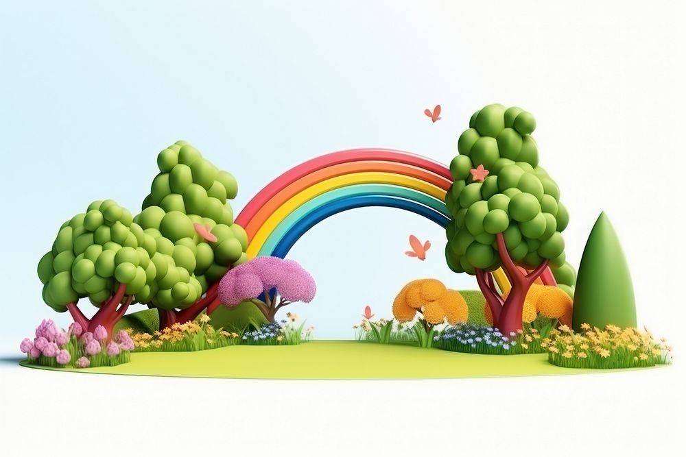 Outdoors rainbow cartoon nature. AI generated Image by rawpixel.
