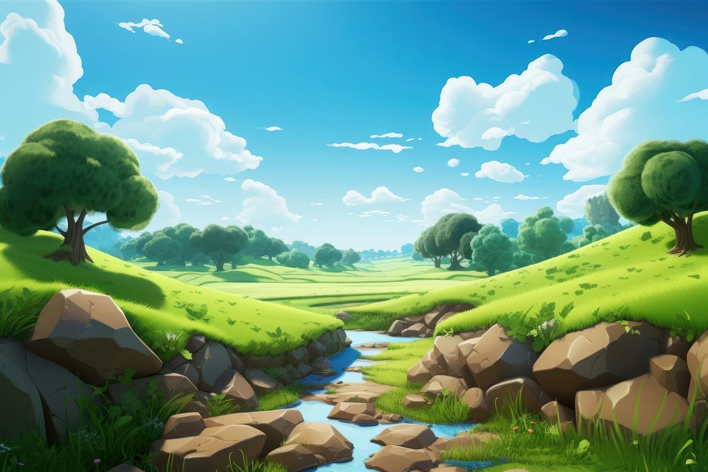 Landscape grass outdoors cartoon. 