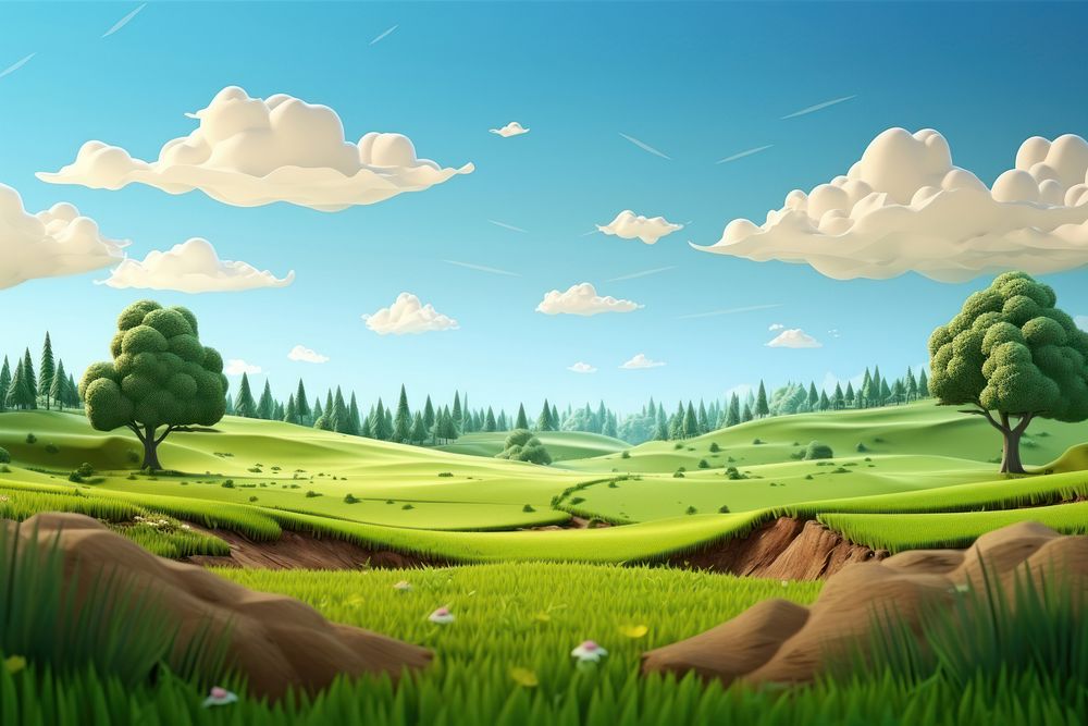 Landscape grass grassland outdoors. AI generated Image by rawpixel.