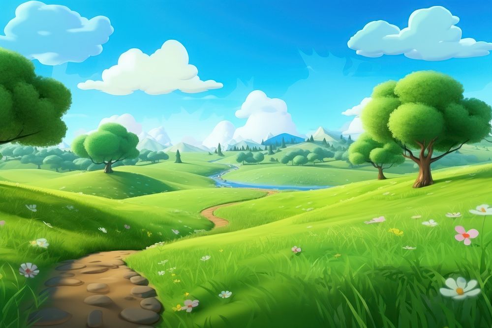 Landscape grass outdoors nature. AI generated Image by rawpixel.