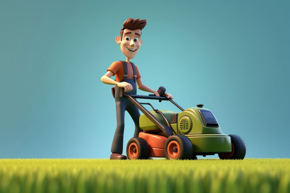 Lawn cartoon mower grass. AI generated Image by rawpixel.