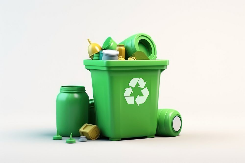 Garbage green white background container. AI generated Image by rawpixel.