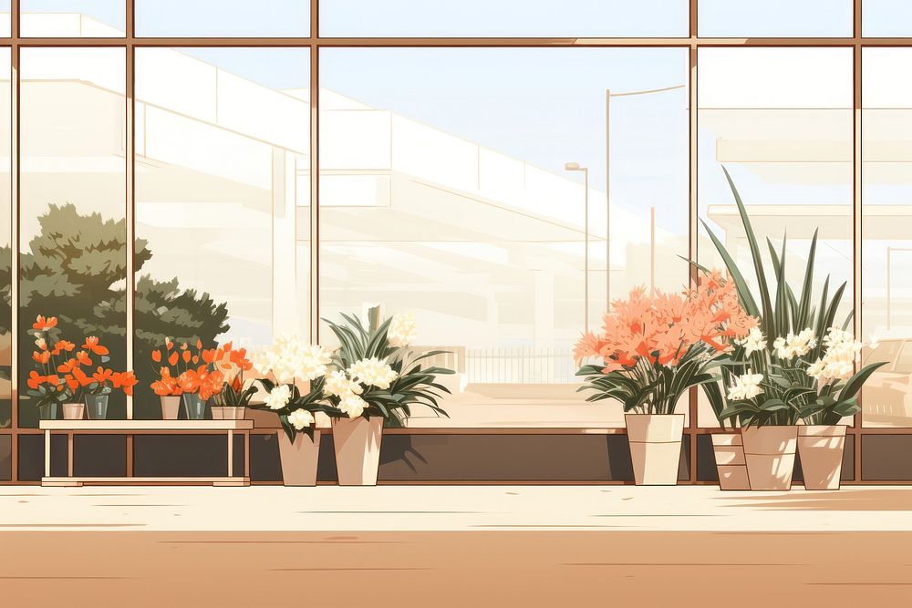 Flower architecture windowsill building. AI generated Image by rawpixel.