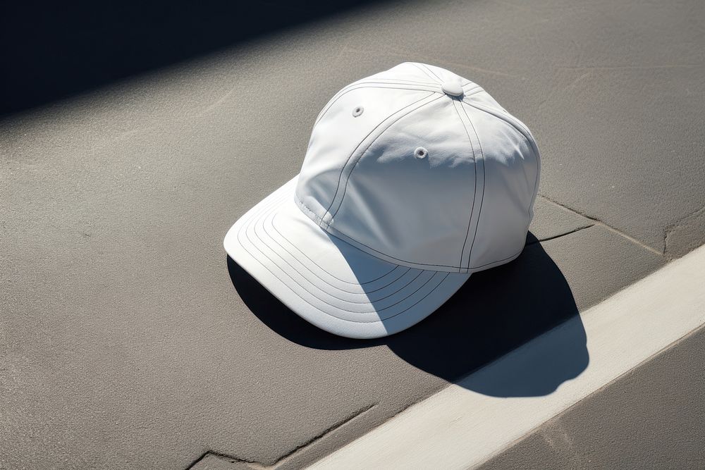 White cap headgear headwear. 