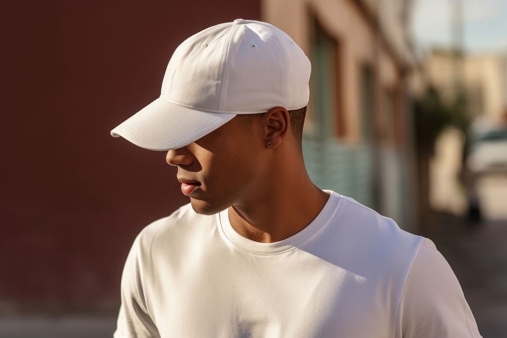 T-shirt white cap headphones. AI generated Image by rawpixel.