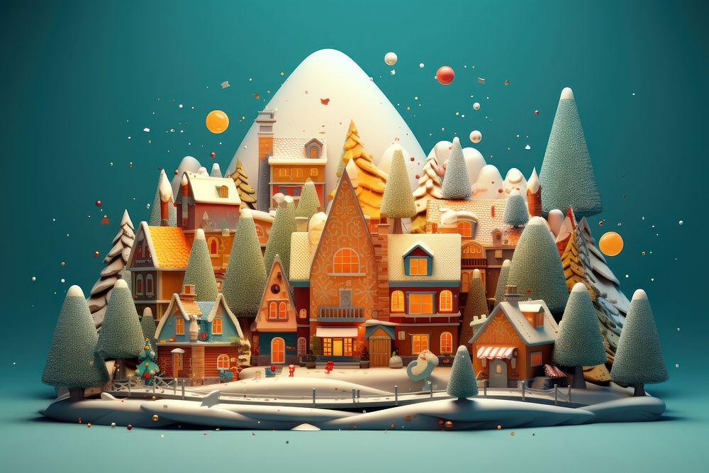 Christmas confectionery architecture neighborhood. AI generated Image by rawpixel.