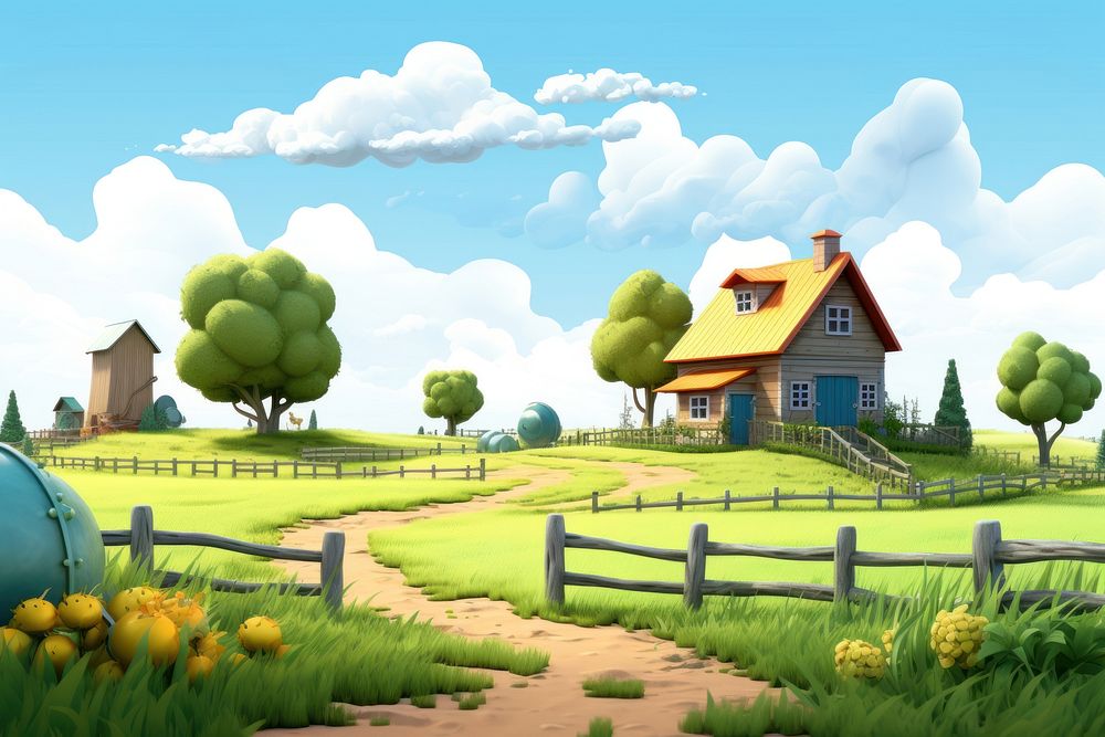 Farm architecture countryside landscape. AI generated Image by rawpixel.