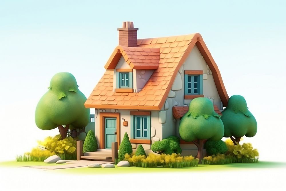 Cartoon house architecture building. AI generated Image by rawpixel.