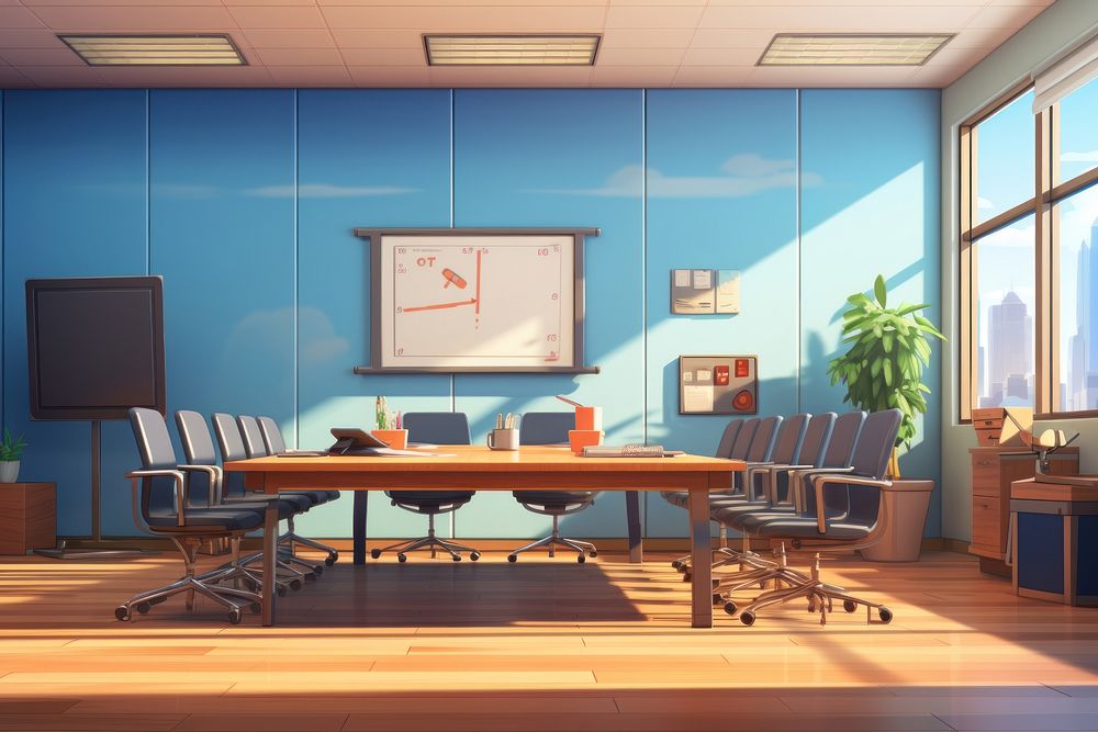 Office room furniture cartoon. AI | Premium Photo Illustration - rawpixel