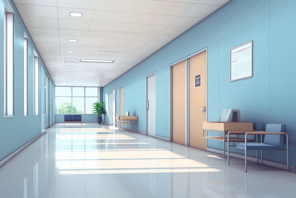 Architecture furniture corridor hospital. AI generated Image by rawpixel.