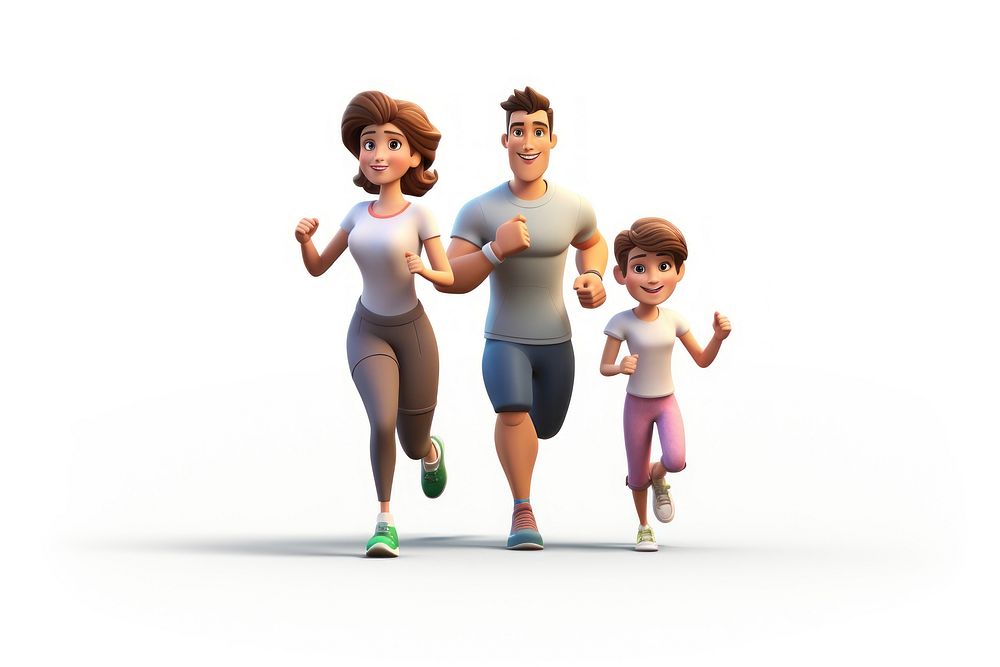 Running family adult white background. AI generated Image by rawpixel.