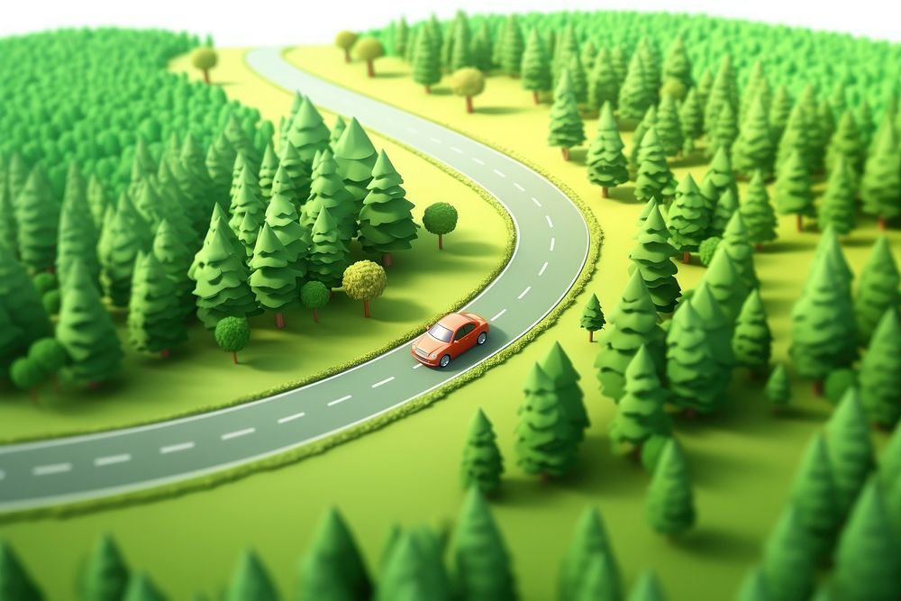 Forest green road car. AI generated Image by rawpixel.