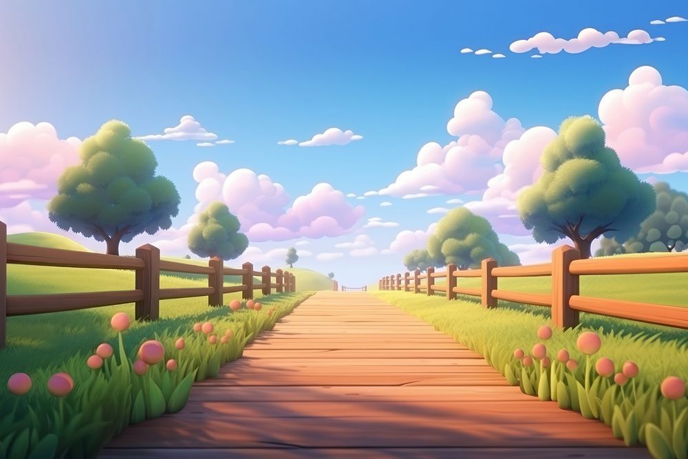 Landscape panoramic outdoors cartoon. 
