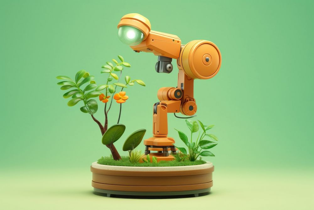 Cartoon green robot plant. AI generated Image by rawpixel.