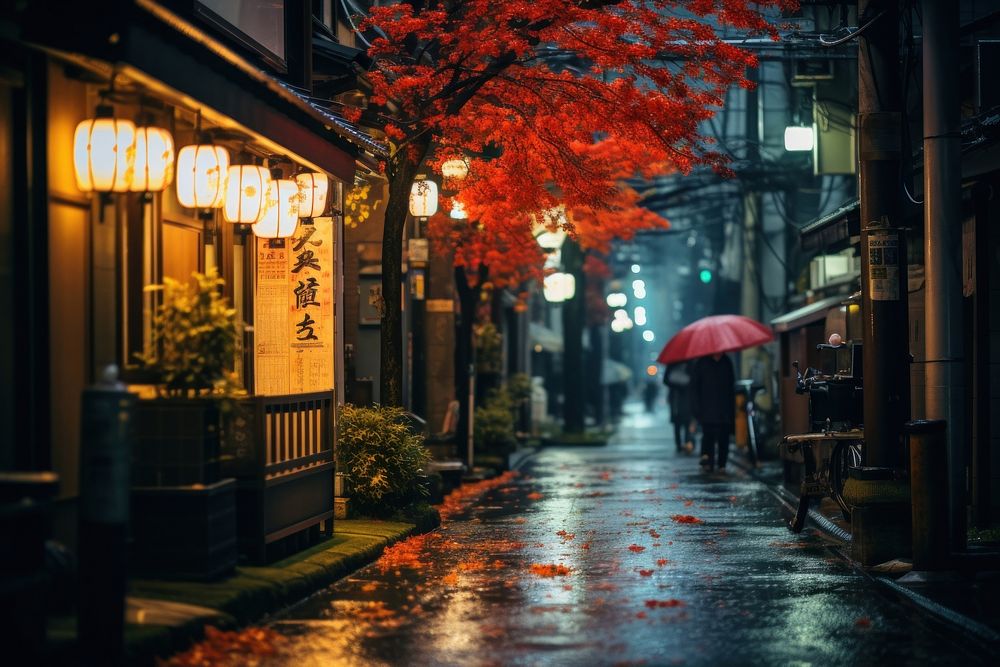 Street autumn night city. AI generated Image by rawpixel.
