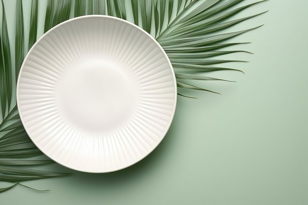 Ceramic plate leaf freshness. AI generated Image by rawpixel.