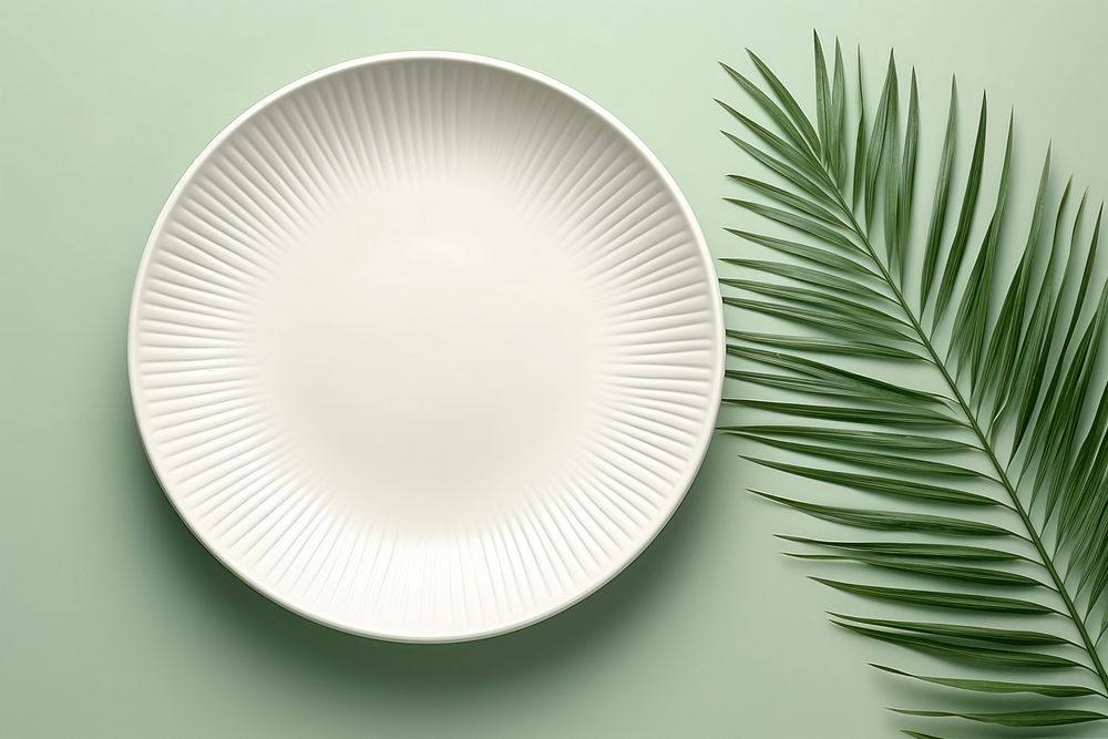 Porcelain platter plate plant. 