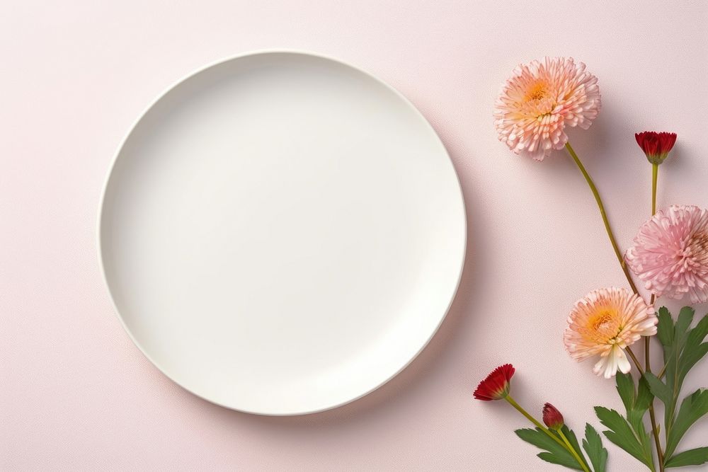 Flower porcelain platter plate. AI generated Image by rawpixel.