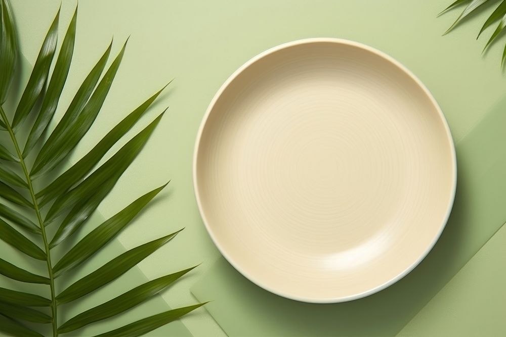 Leaf ceramic plate plant. 