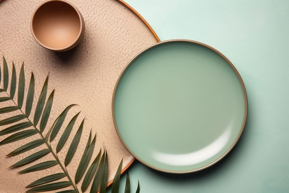 Leaf tableware porcelain dishware. AI generated Image by rawpixel.