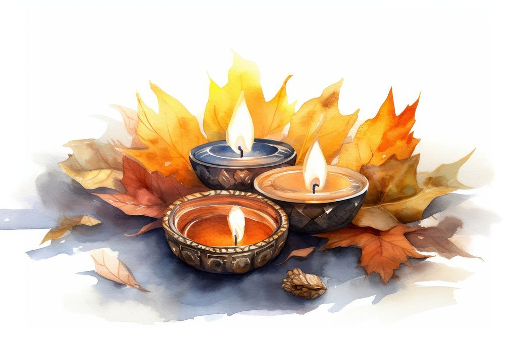 Candle diwali fire leaf. AI generated Image by rawpixel.
