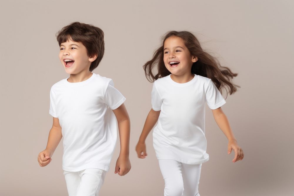 Laughing t-shirt child white. AI generated Image by rawpixel.