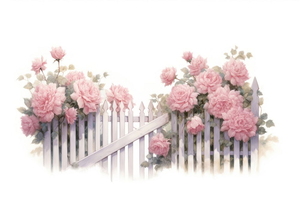 Fence rose outdoors flower. AI generated Image by rawpixel.