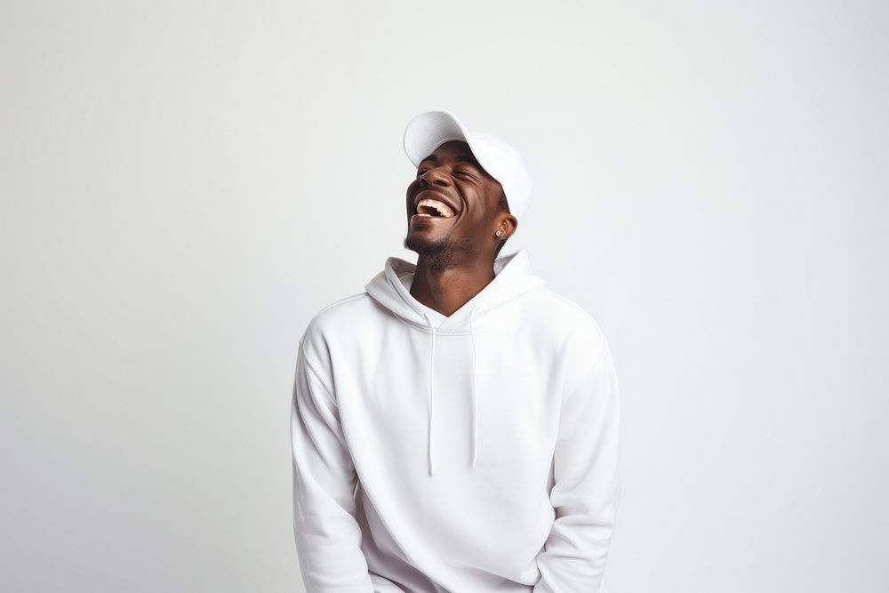 Sweatshirt hoodie white laugh. AI generated Image by rawpixel.
