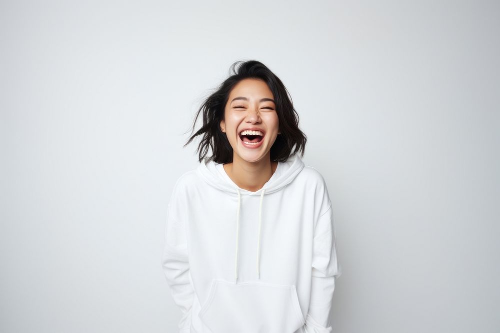 Sweatshirt laughing hoodie white. 