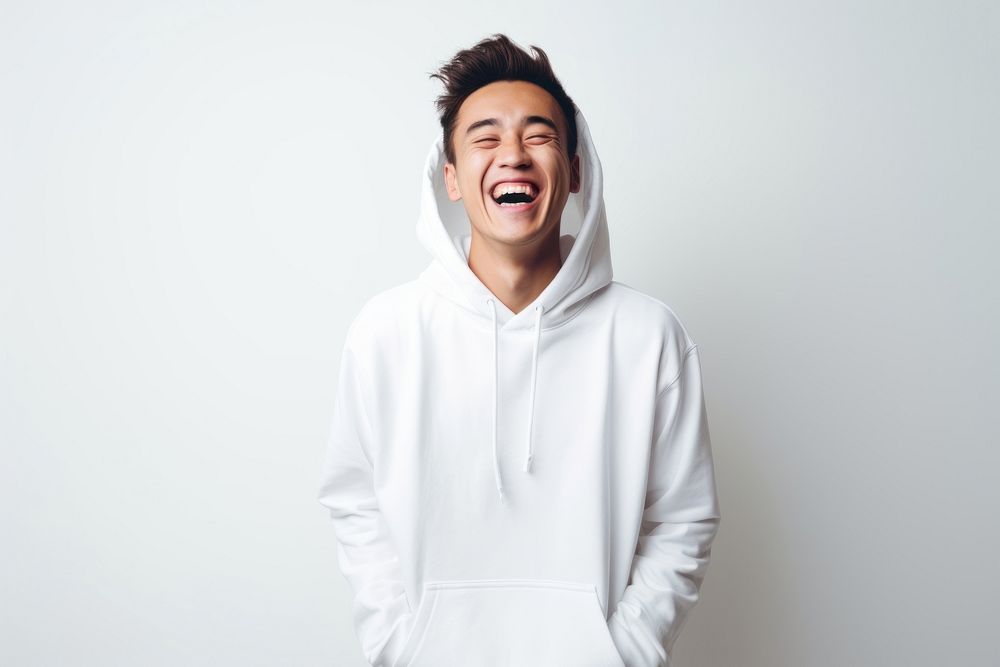 Sweatshirt laughing hoodie white. 