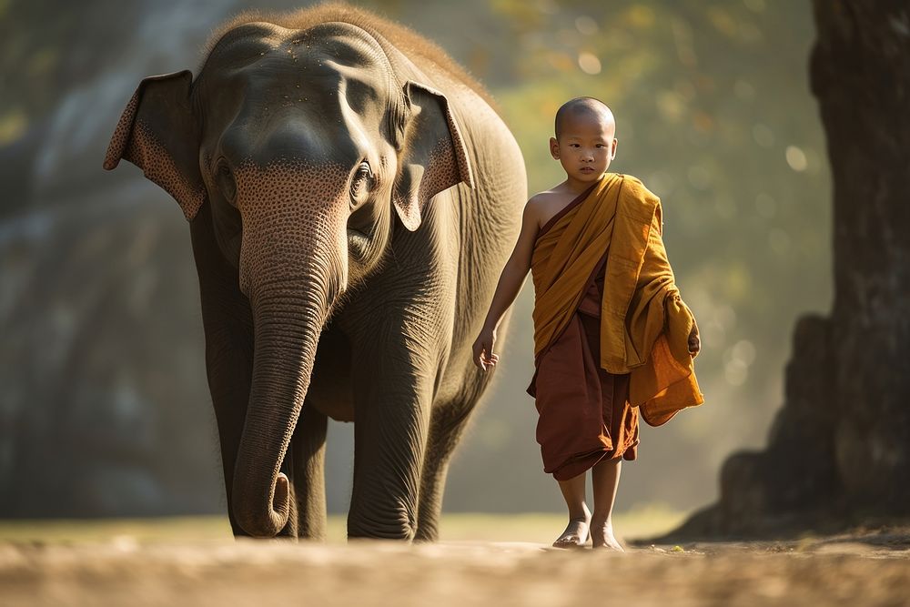 Elephant monk wildlife mammal. 