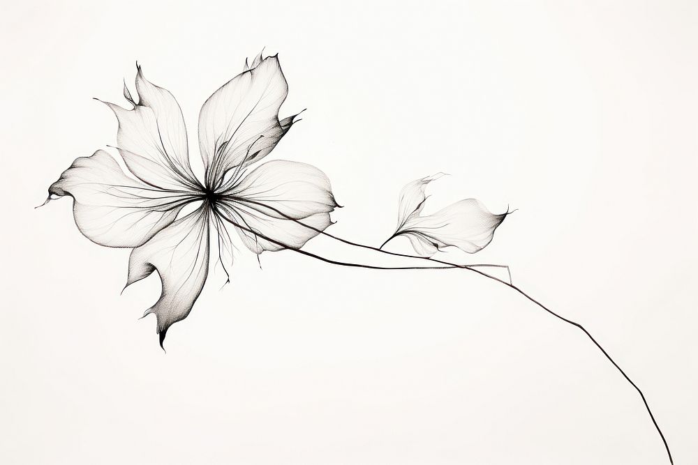 Drawing flower sketch plant. AI generated Image by rawpixel.