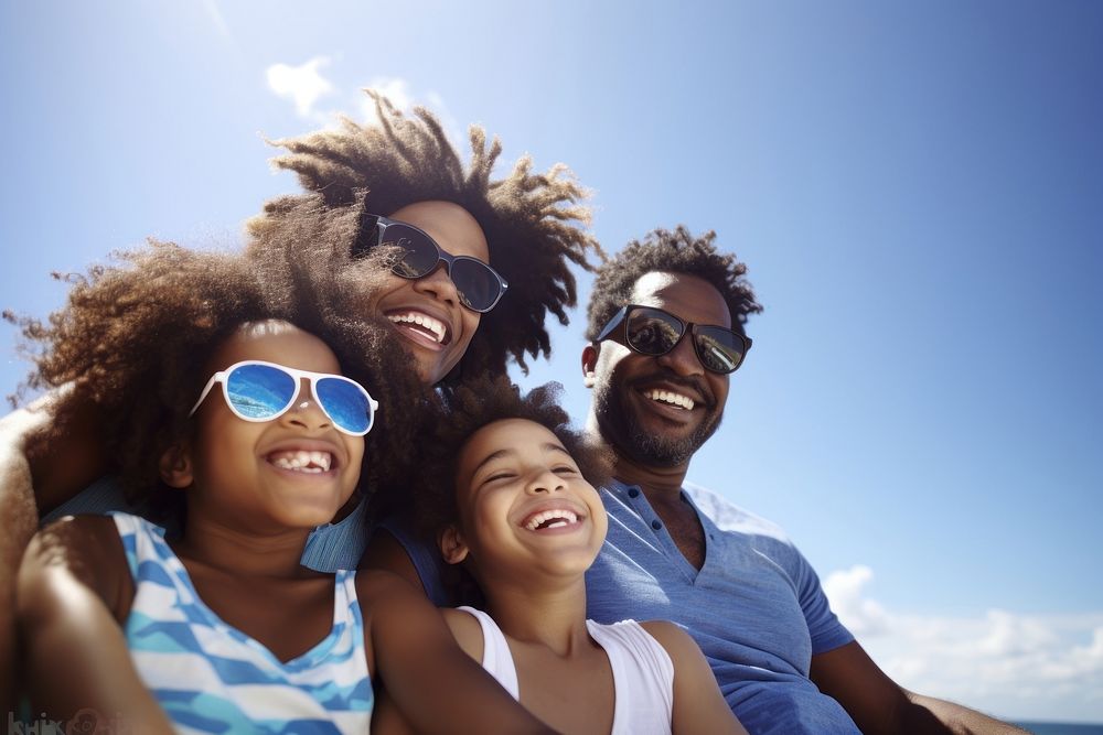 Sunglasses laughing outdoors portrait. 