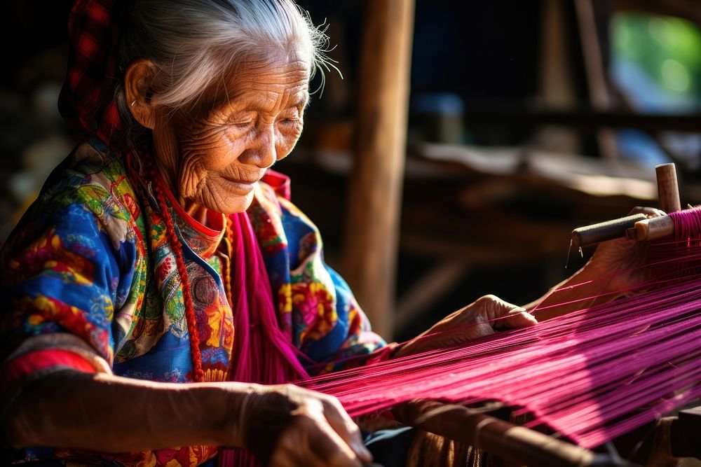 Weaving tradition adult woman. AI generated Image by rawpixel.