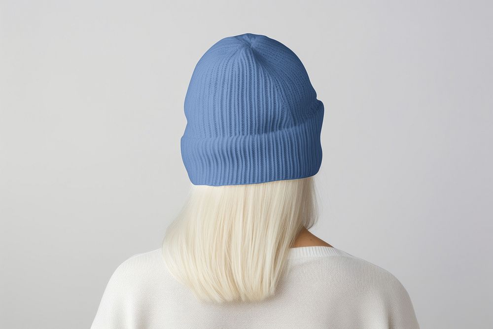 Blue winter beanie, headwear accessory
