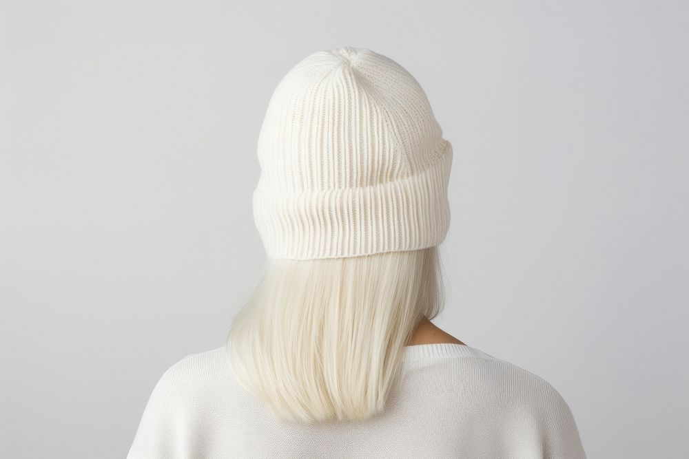 Beanie female adult white. AI generated Image by rawpixel.