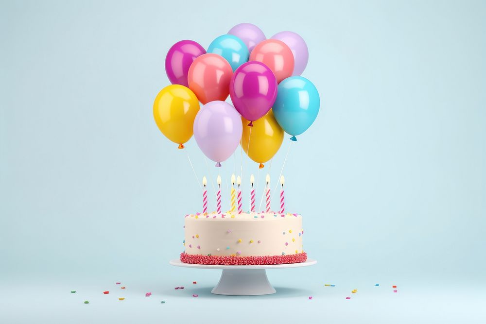 Balloon party cake birthday. AI generated Image by rawpixel.