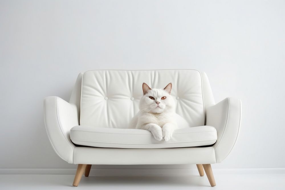 Armchair furniture cushion mammal. AI generated Image by rawpixel.
