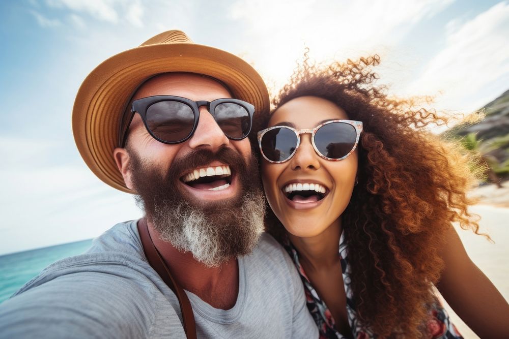 Sunglasses cheerful laughing portrait. 