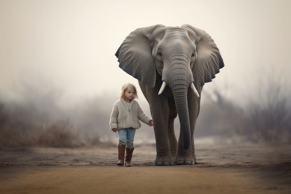 Elephant wildlife portrait outdoors. AI generated Image by rawpixel.