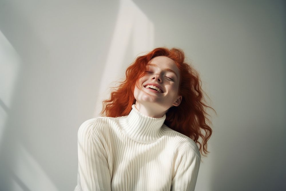 Laughing portrait sweater smile. AI generated Image by rawpixel.