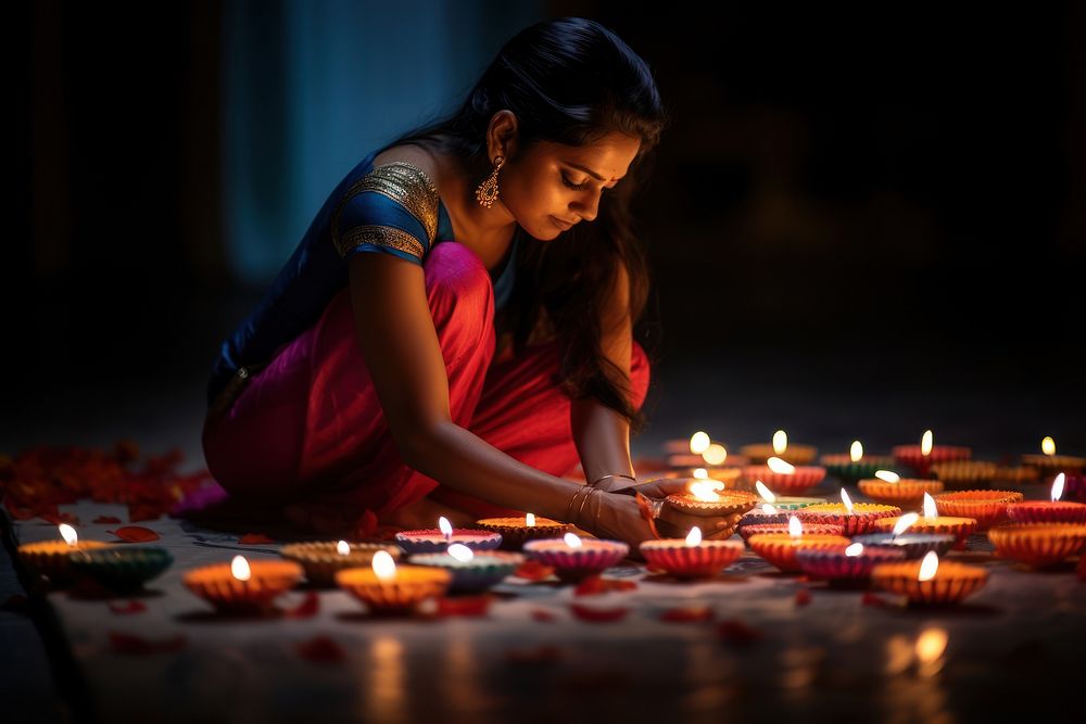 Lighting festival diwali concentration. AI generated Image by rawpixel.