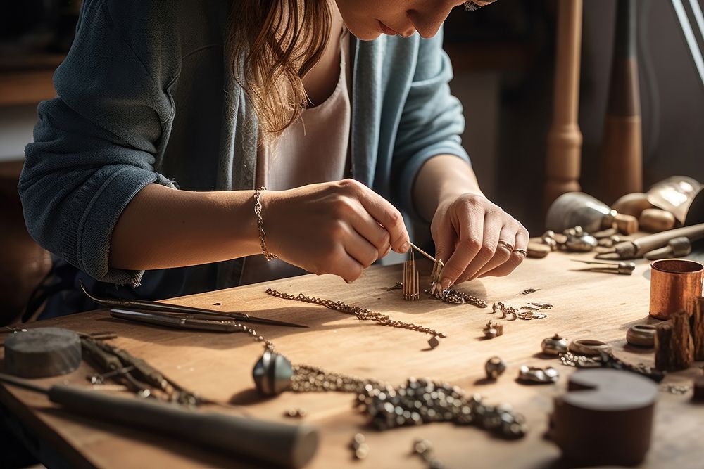 Workbench jewelry making hand. AI generated Image by rawpixel.
