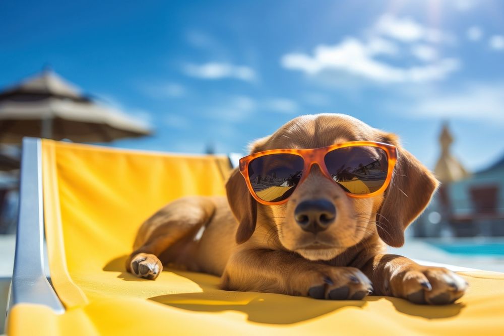 Summer puppy dog sunglasses. AI generated Image by rawpixel.