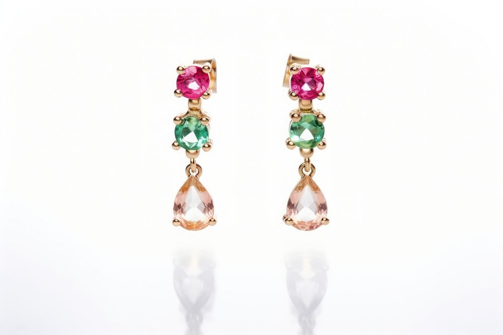 Gemstone earring jewelry white background. AI generated Image by rawpixel.